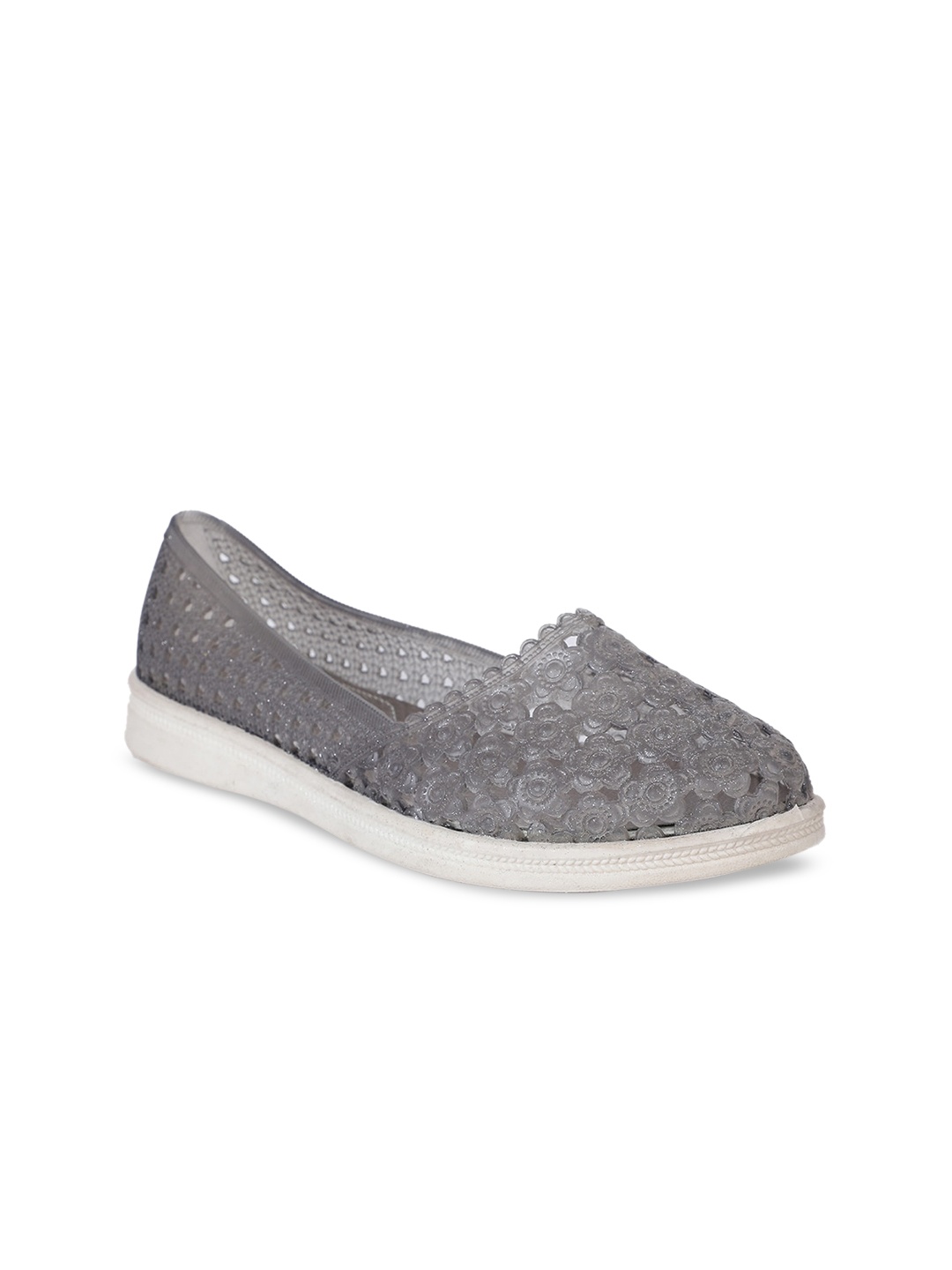 

Sandak by Bata Women Grey Textured Plastic Ballerinas