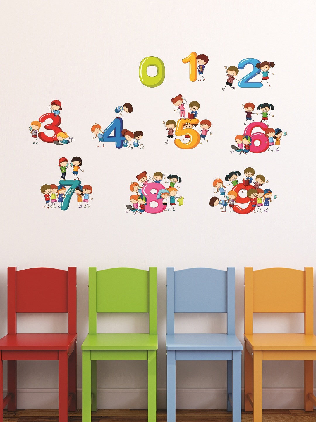 

WALLSTICK Multicoloured Numbers Large Vinyl Wall Sticker, Multi