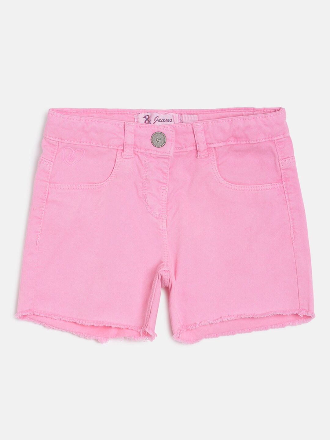 

TALES & STORIES Girls Pink Solid Regular Fit Denim Shorts