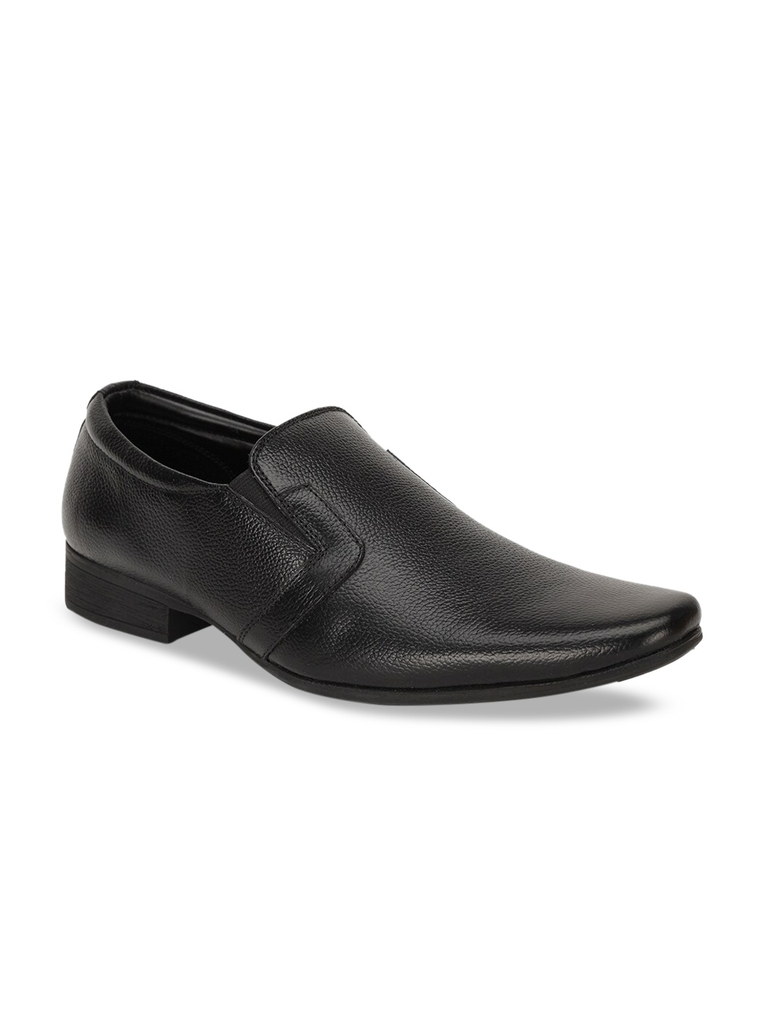 

Bata Men Black Solid Leather Formal Slip-Ons