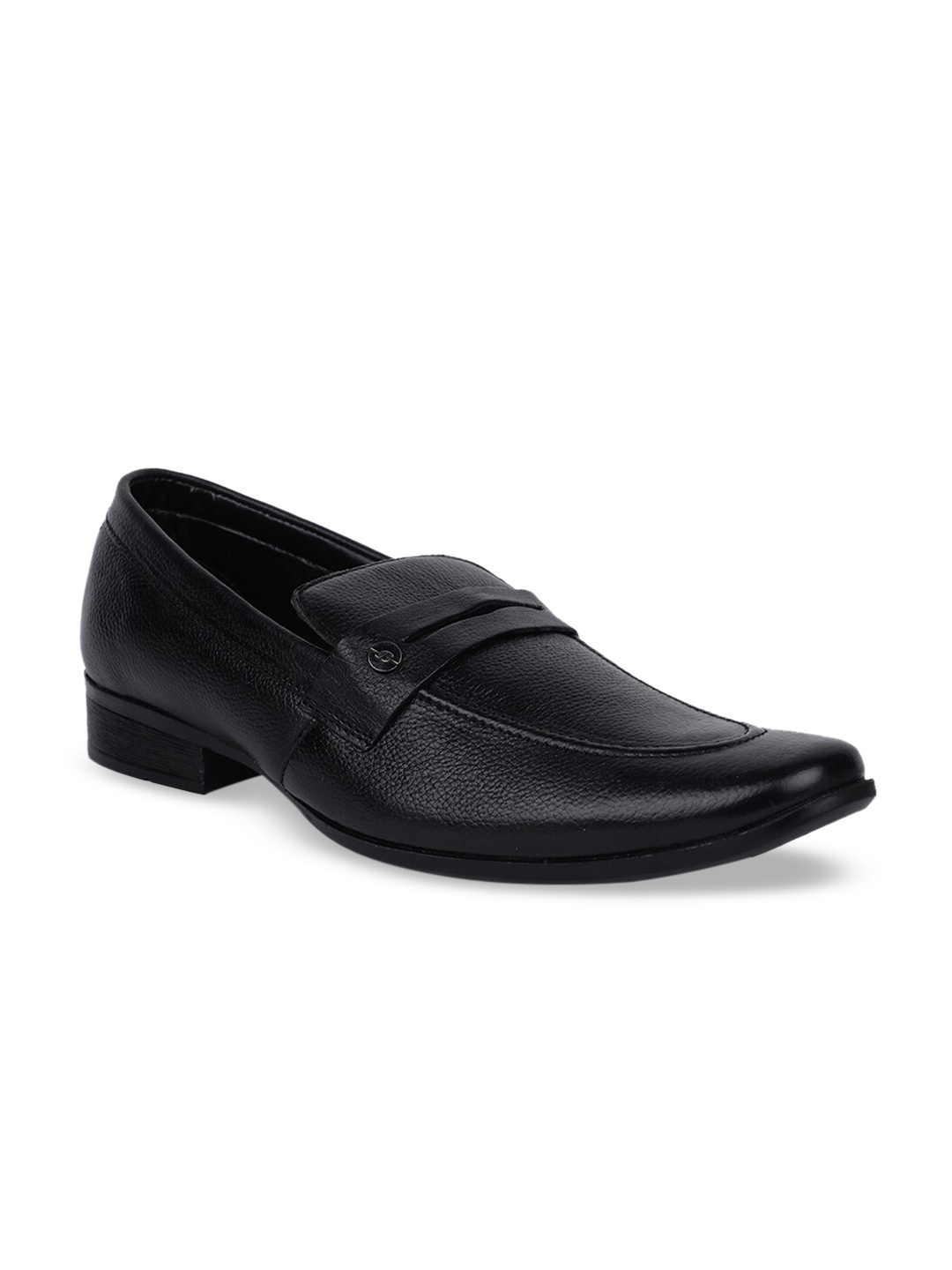 

Bata Men Black Solid Leather Formal Slip-Ons