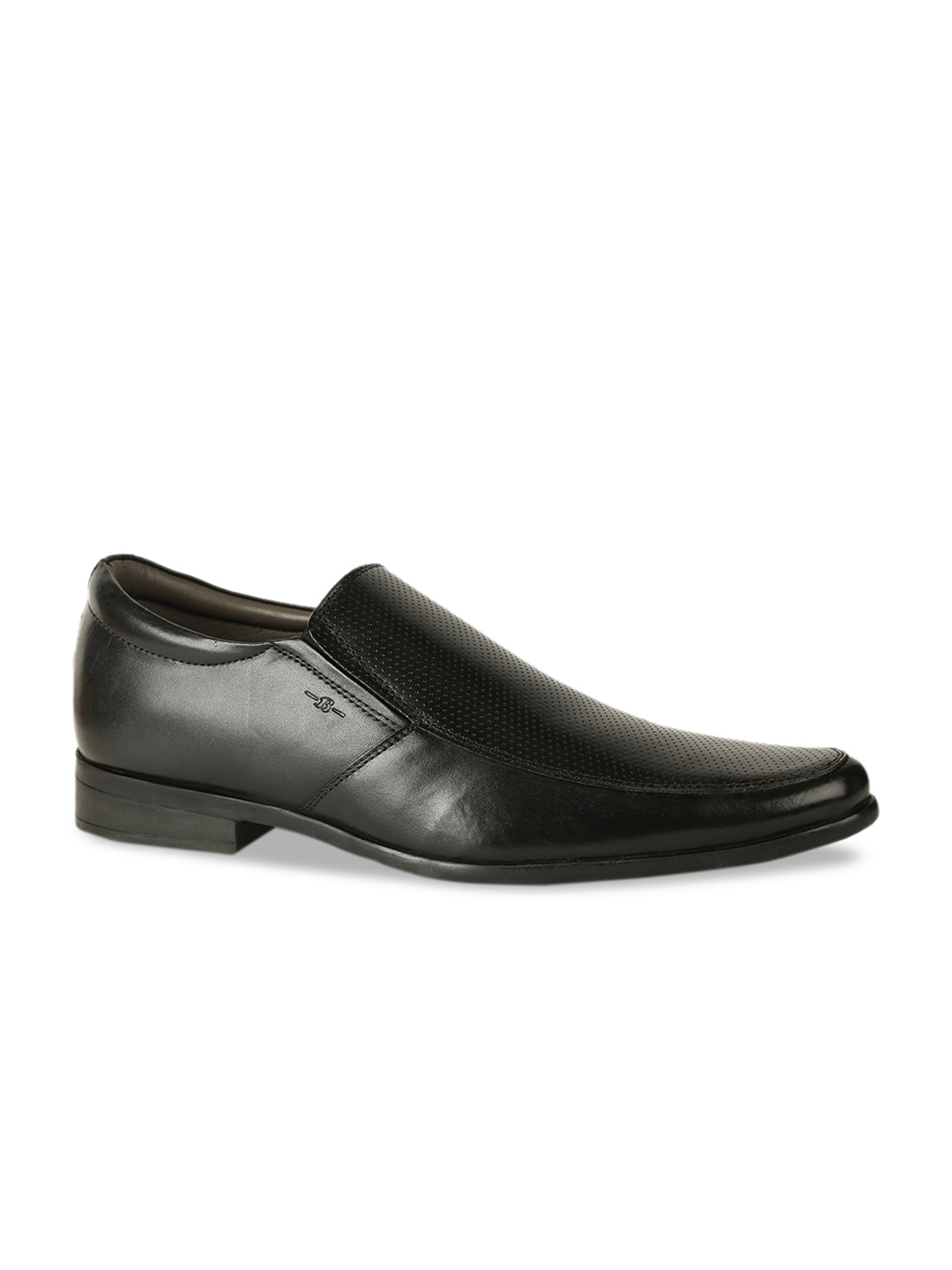 

Bata Men Black Solid Leather Formal Slip-Ons