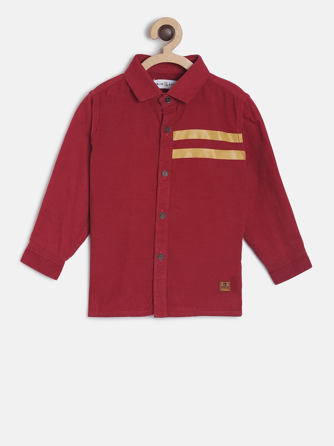 

TALES & STORIES Boys Maroon & Yellow Regular Fit Striped Casual Shirt
