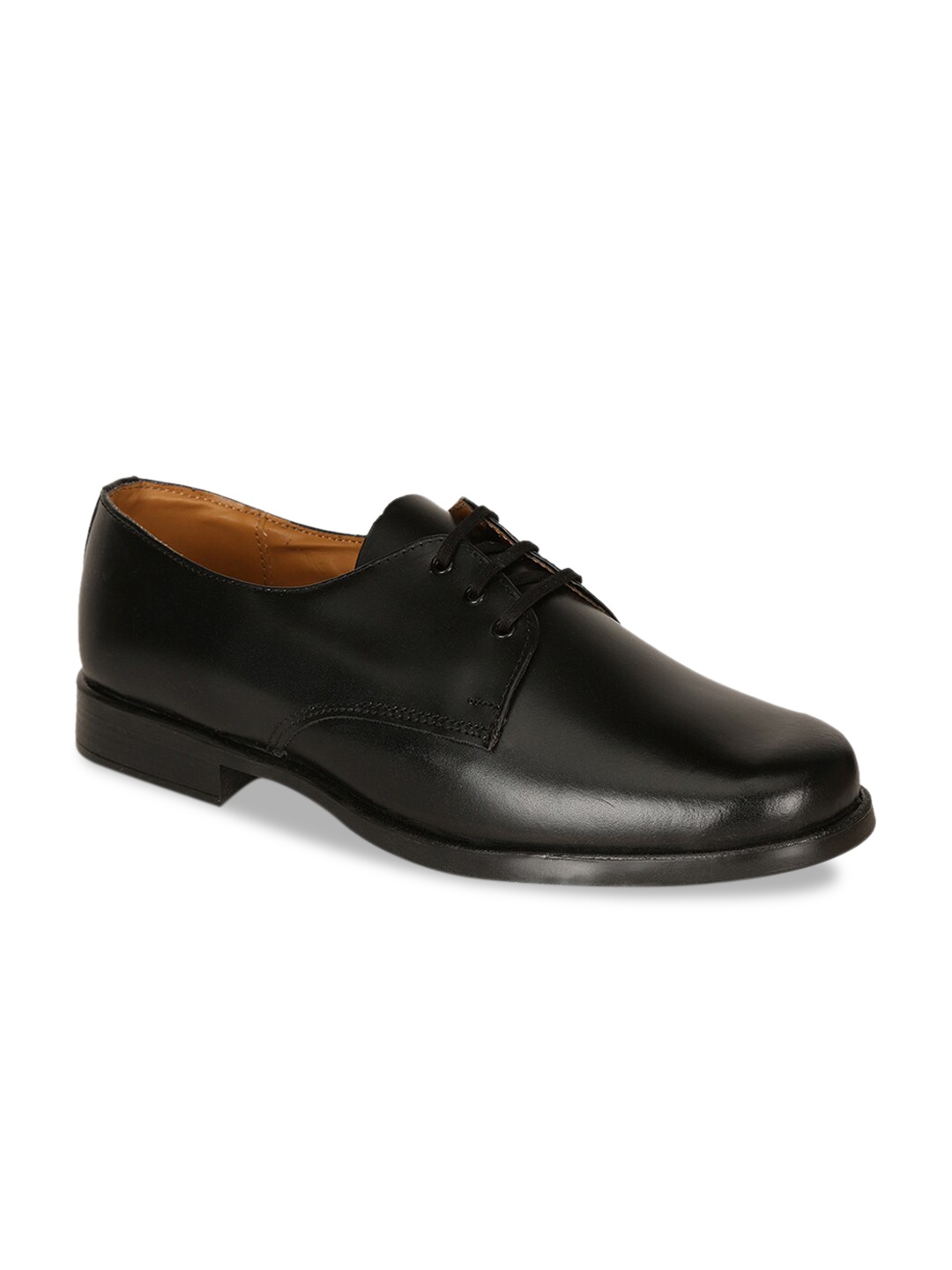 

Bata Men Black Solid Leather Formal Derbys