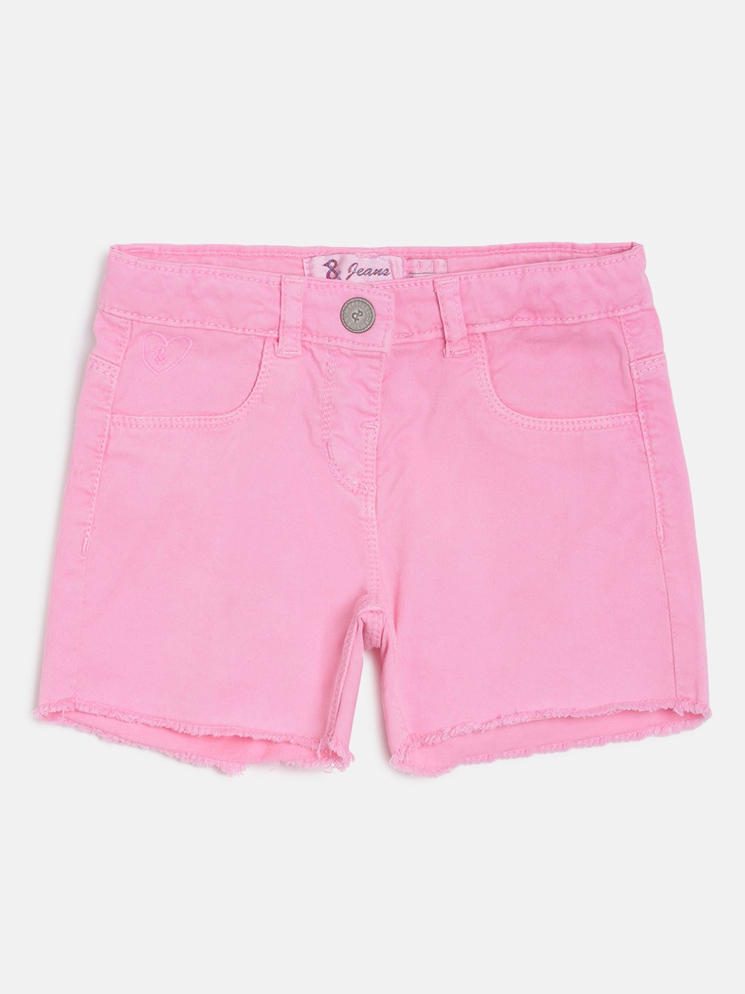 

TALES & STORIES Girls Pink Solid Regular Fit Denim Shorts