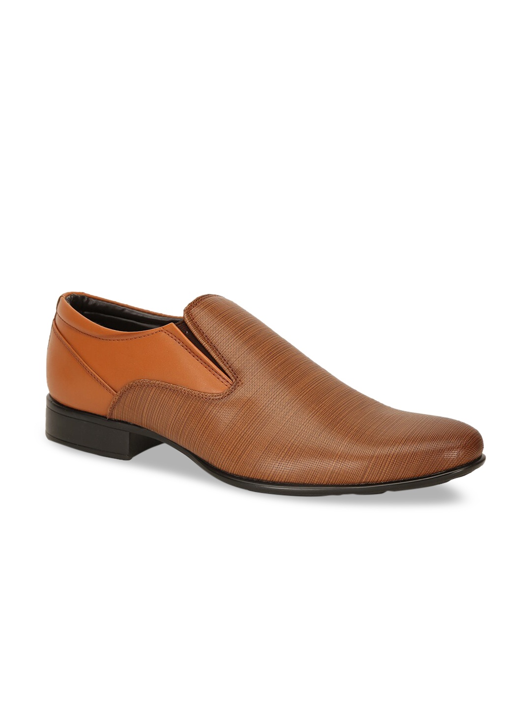 

Bata Men Brown Textured Formal Slip-Ons