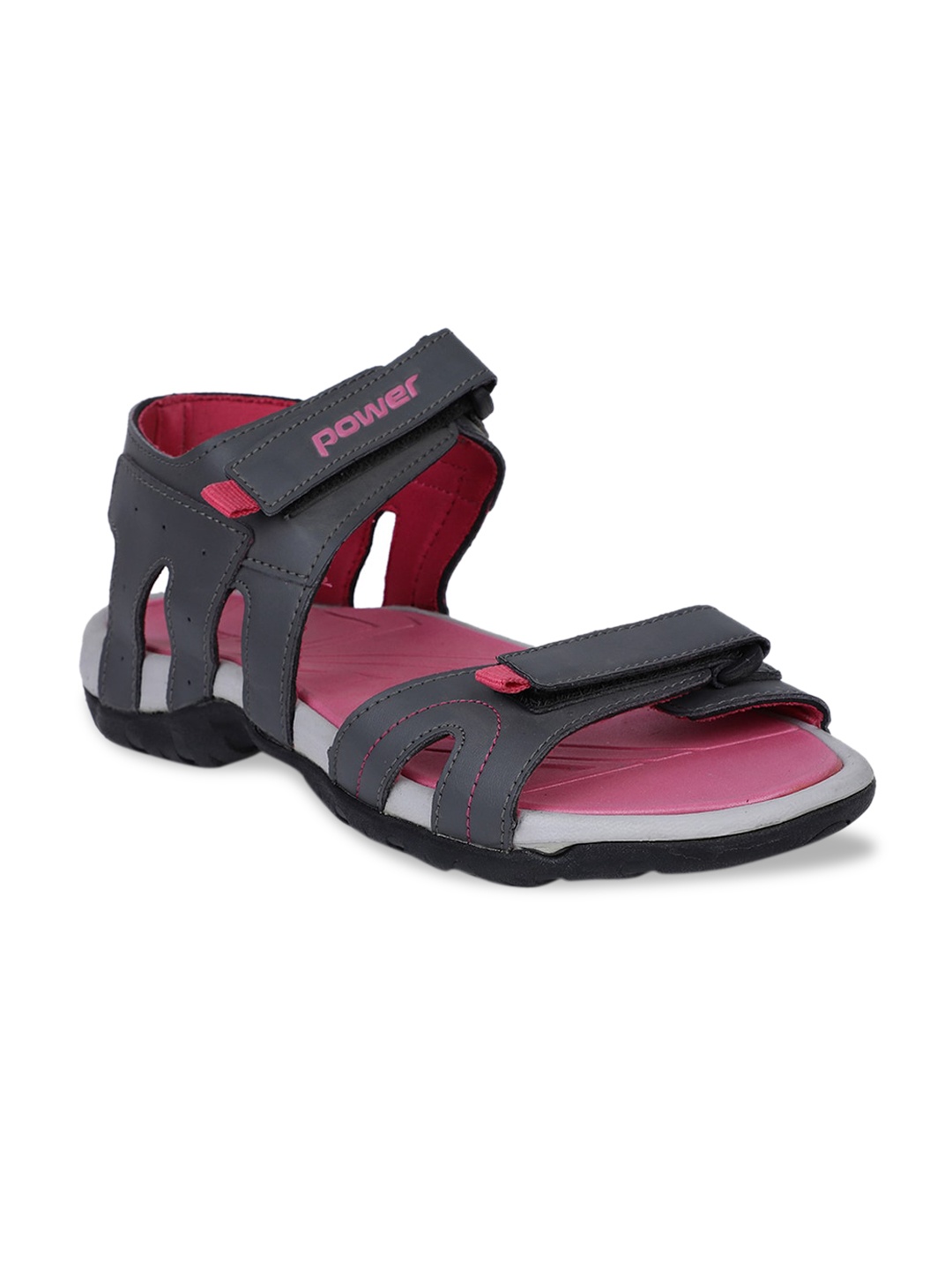 

Power Women Grey & Pink Solid Sports Sandals