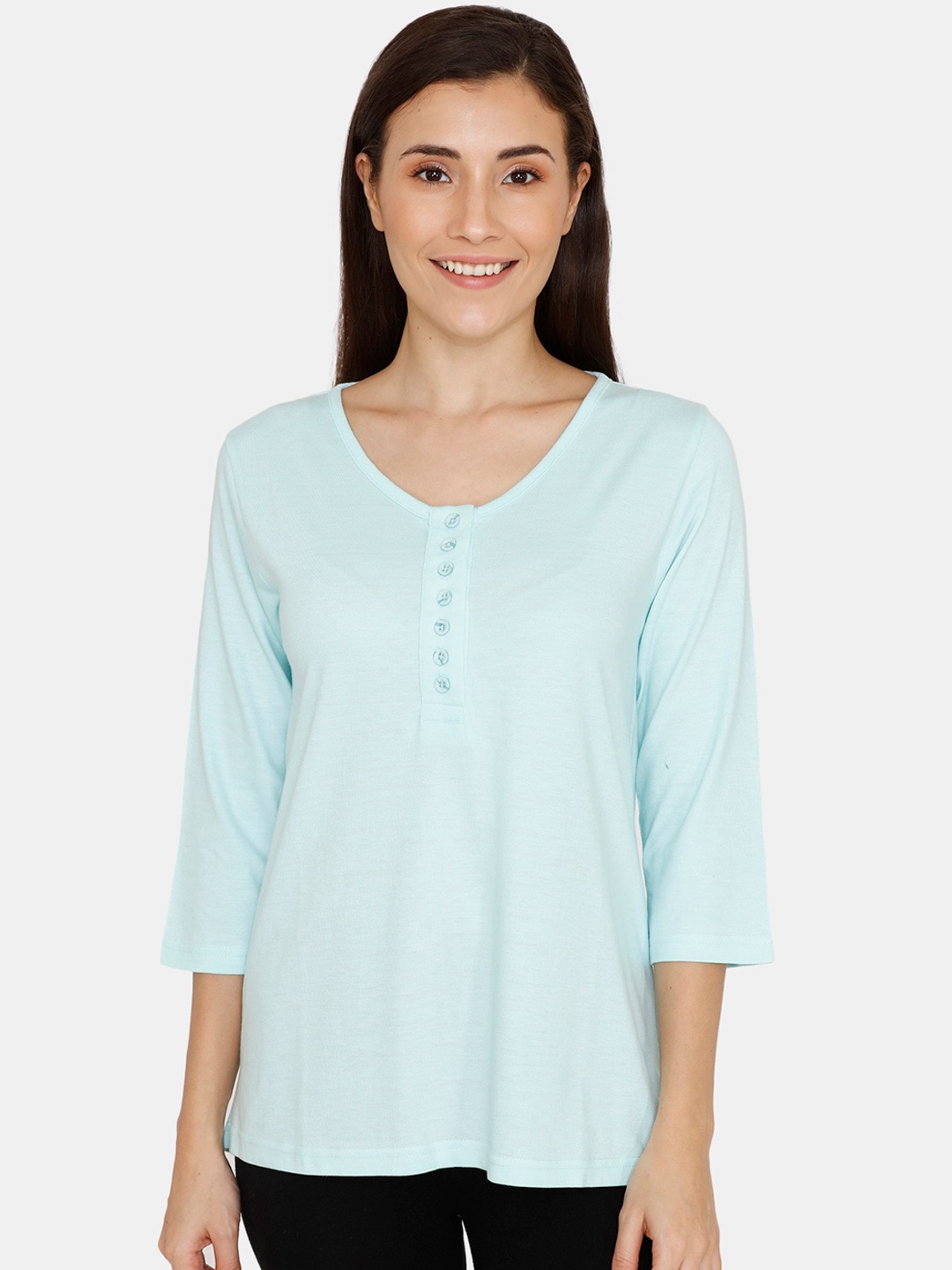 

Zivame Women Turquoise Blue Solid Top