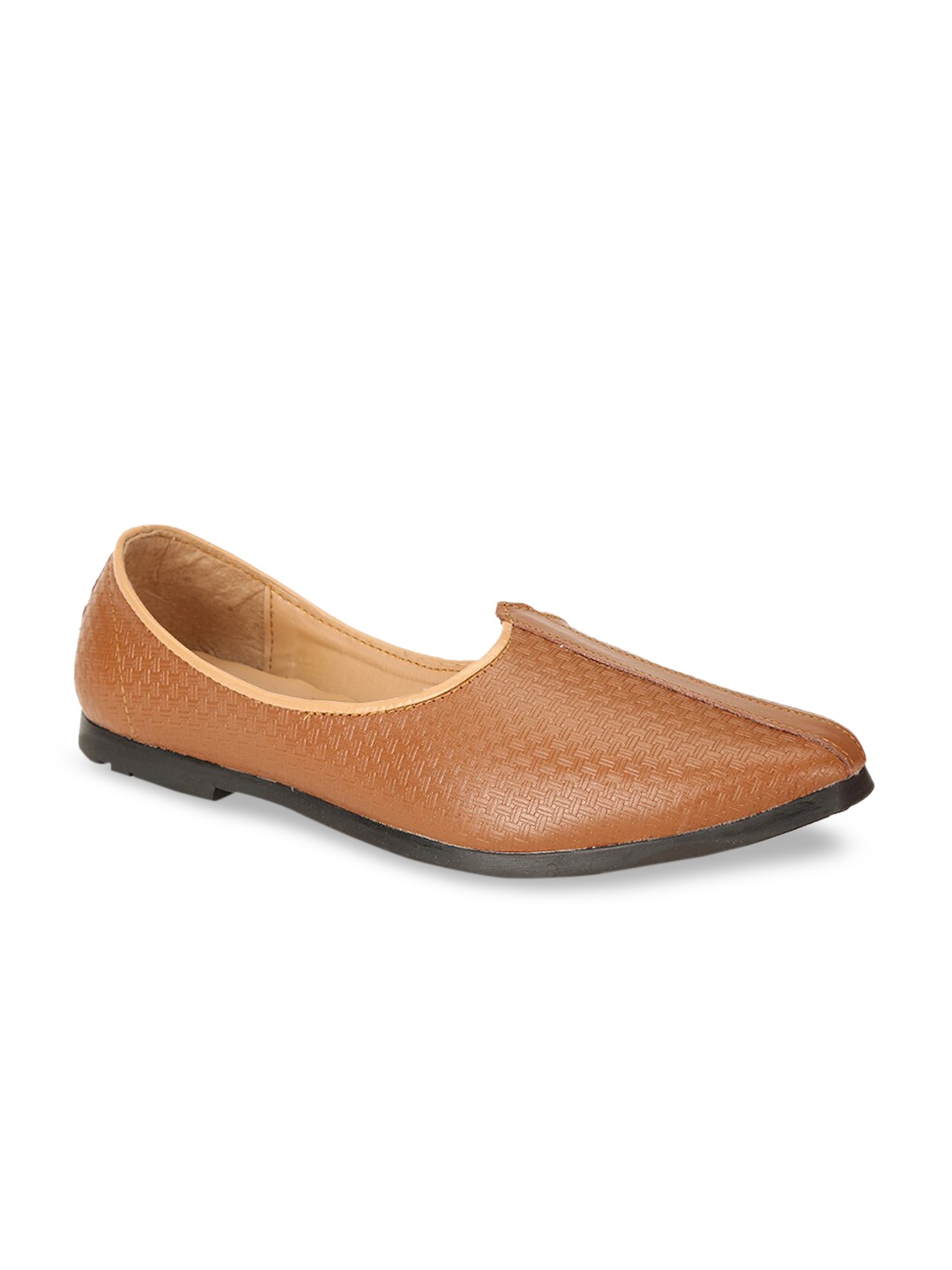 

Bata Men Brown Textured Leather Mojaris