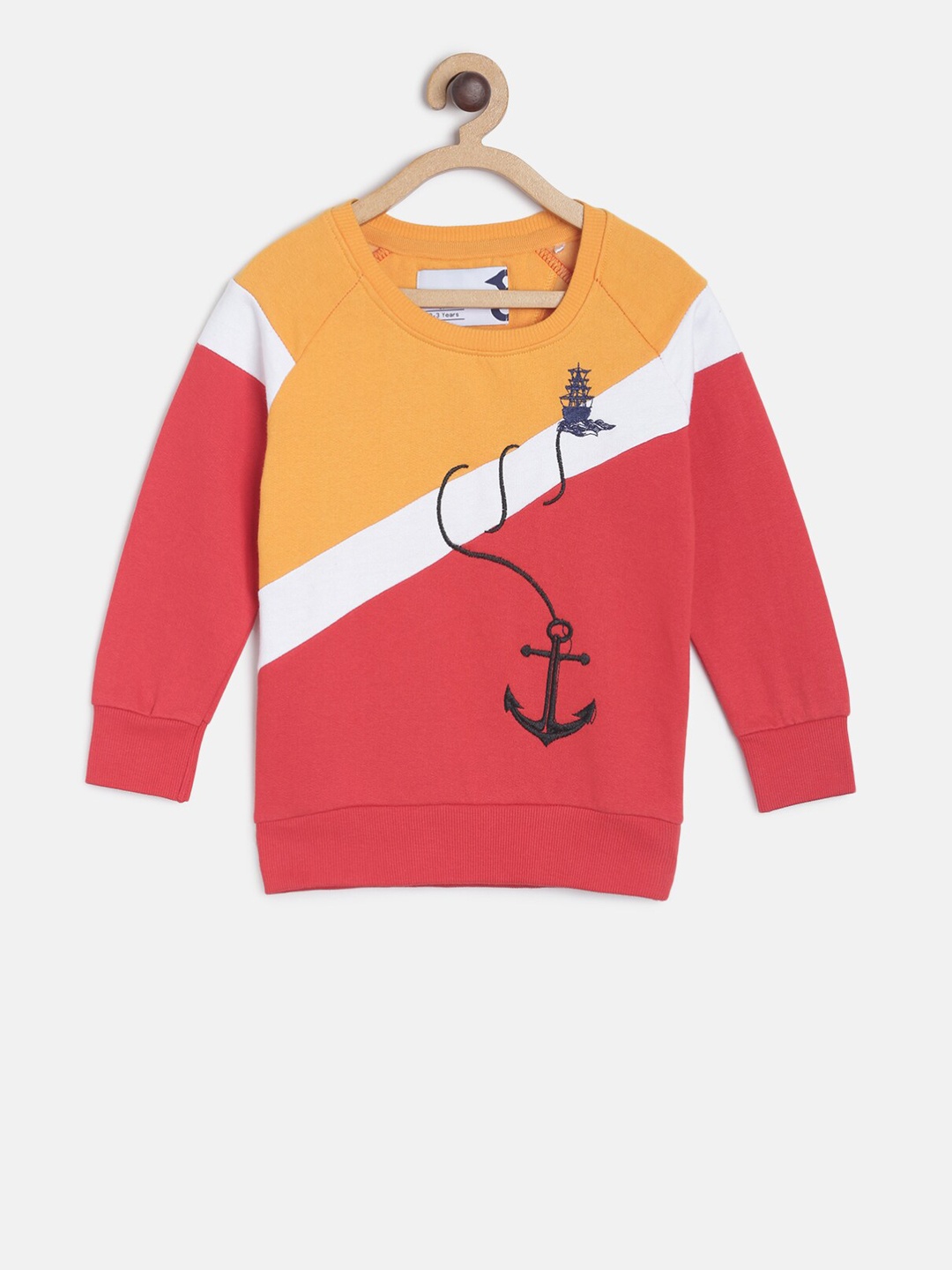

TALES & STORIES Boys Pink & Yellow Colourblocked Sweatshirt