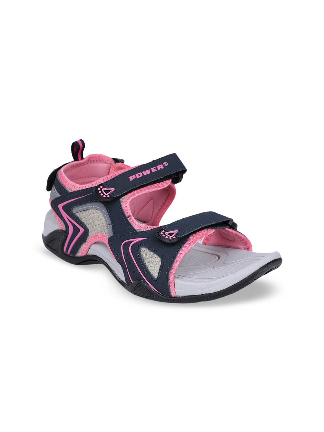 Power Women Blue & Grey Solid Sports Sandals