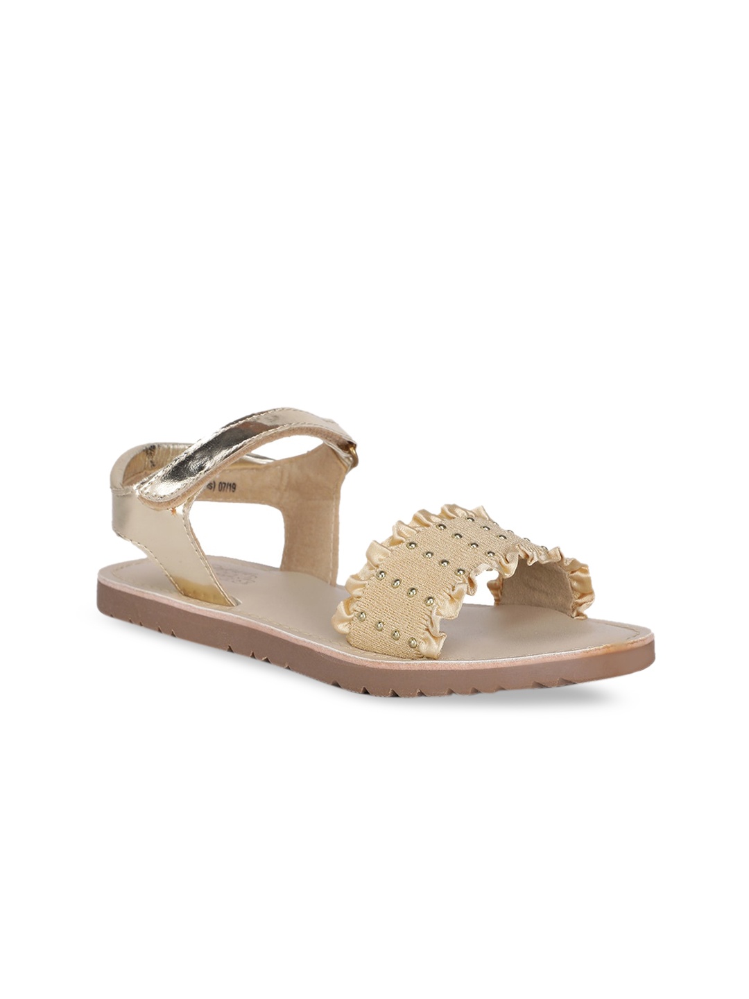 

Bubblegummers Girls Gold-Toned Solid PU Open Toe Flats