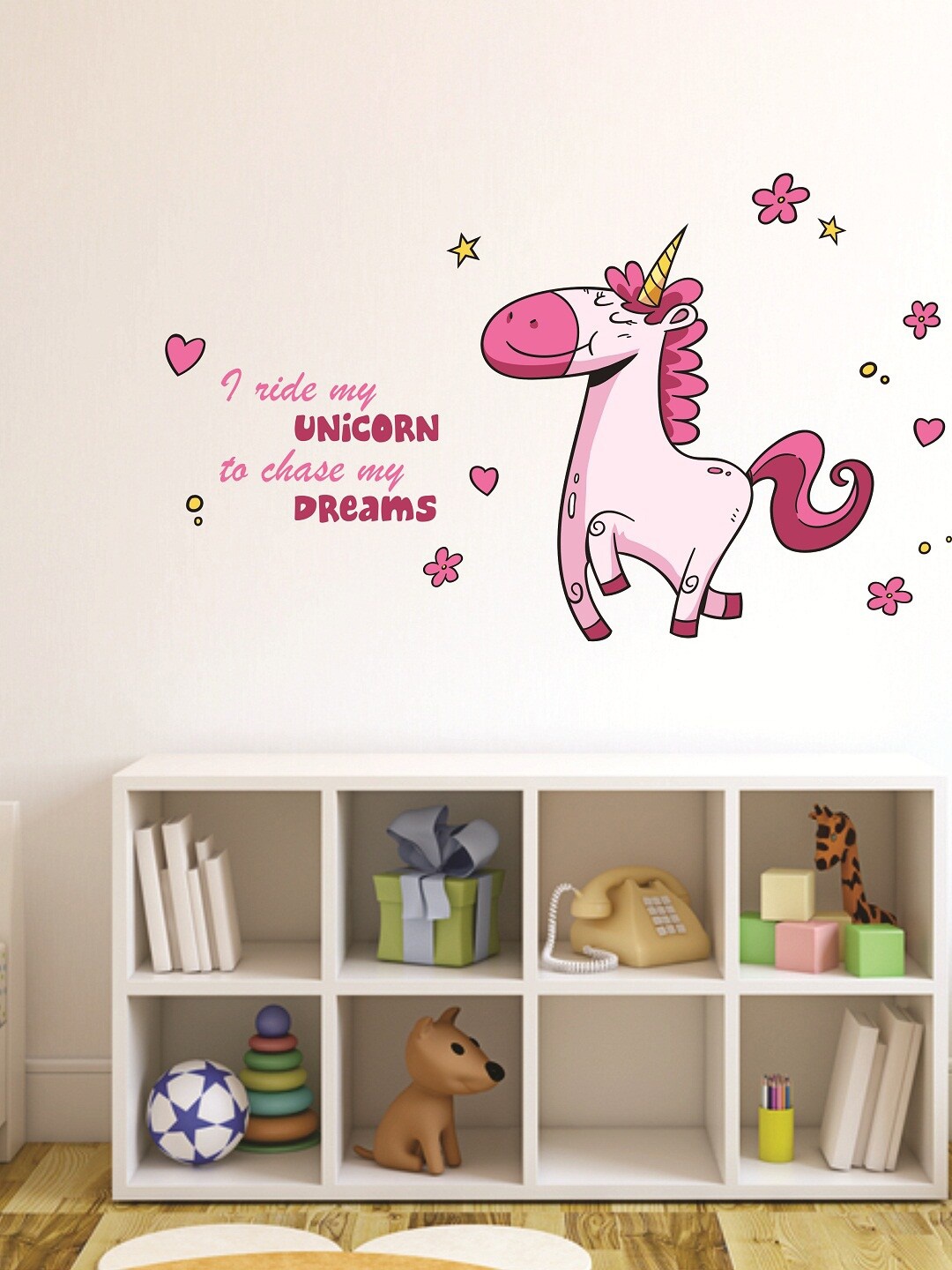 

WALLSTICK Pink & Yellow Unicorn Large Vinyl Wall Sticker