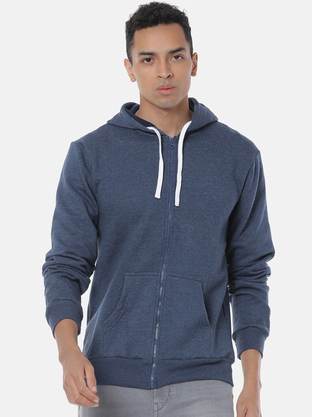 

Campus Sutra Men Blue Solid Hooded Sweatshirt