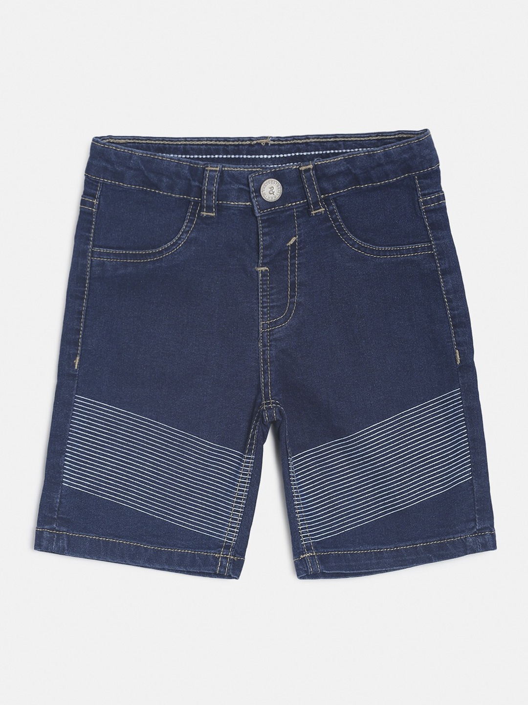

TALES & STORIES Boys Blue Striped Regular Fit Denim Shorts