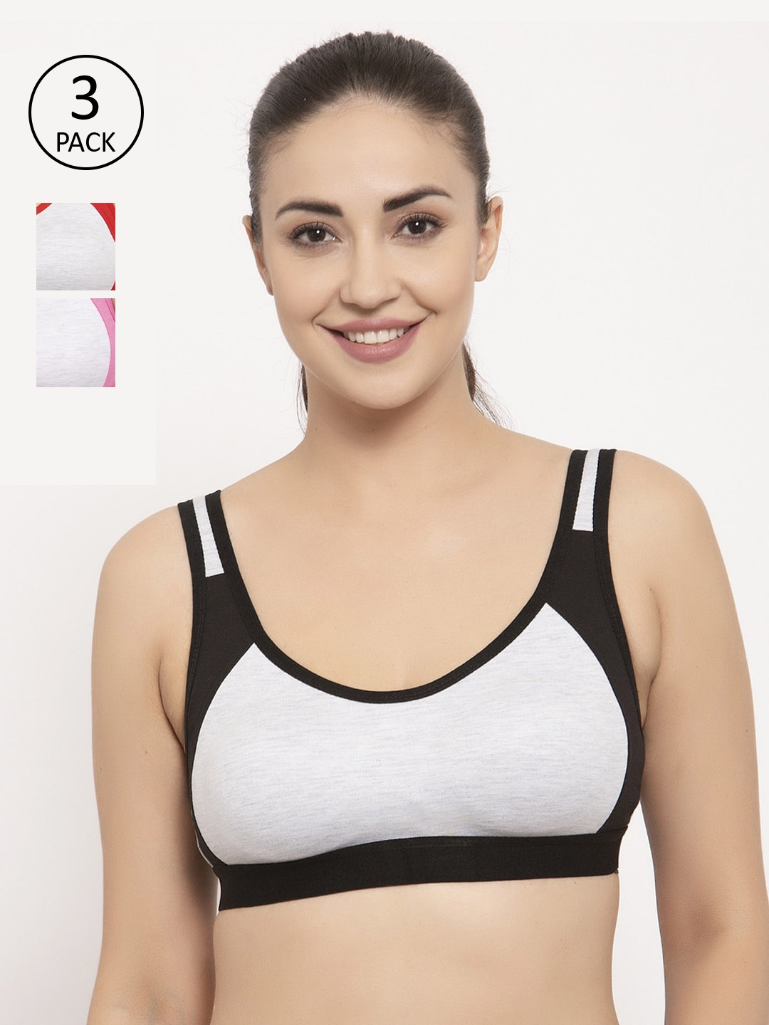 

GRACIT Black & Red Solid Non-Wired Non Padded Sports Bra PW16-01-03-10-28B
