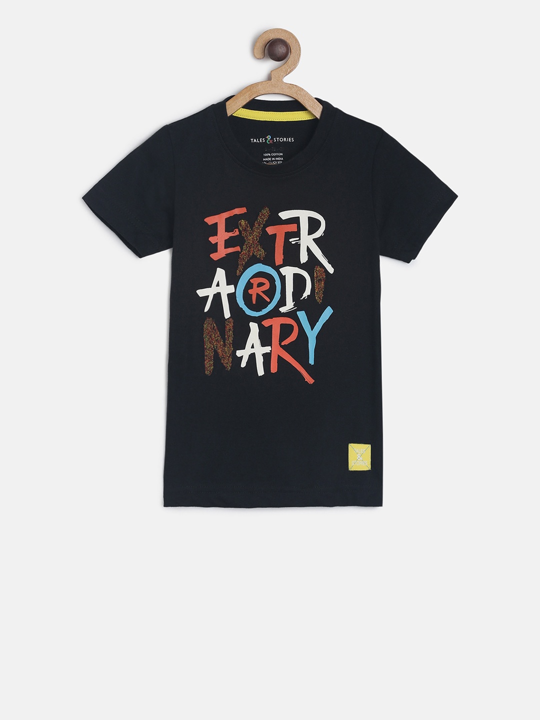 

TALES & STORIES Boys Black Printed Round Neck T-shirt