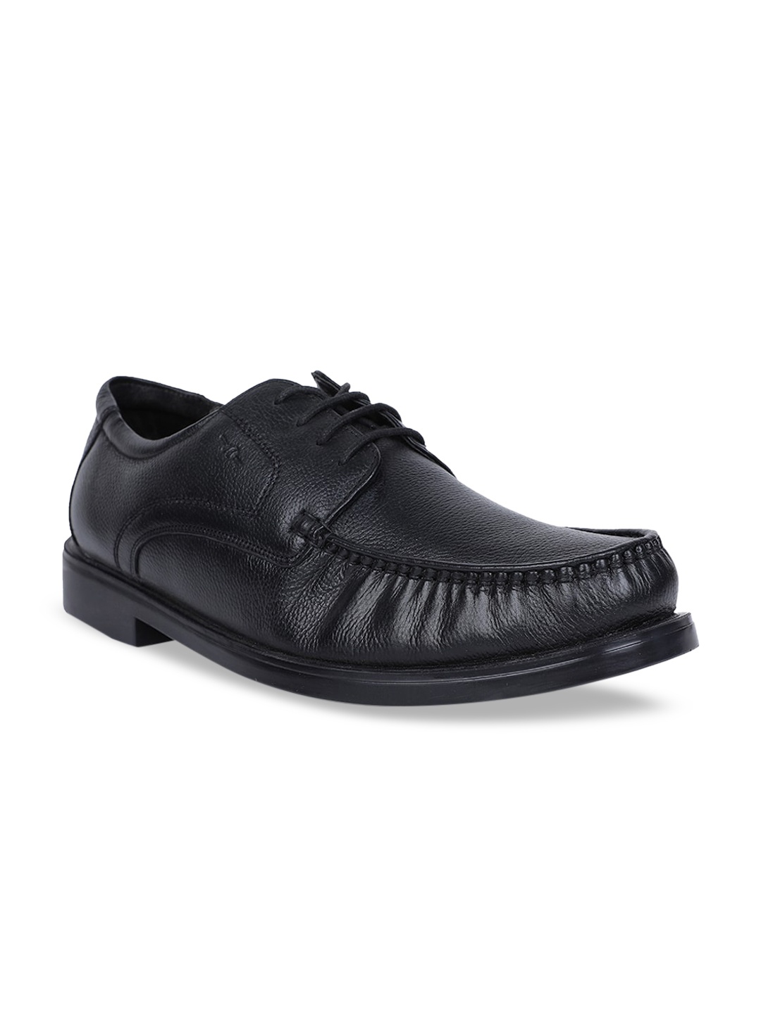 

Bata Men Black Solid Leather Formal Derbys