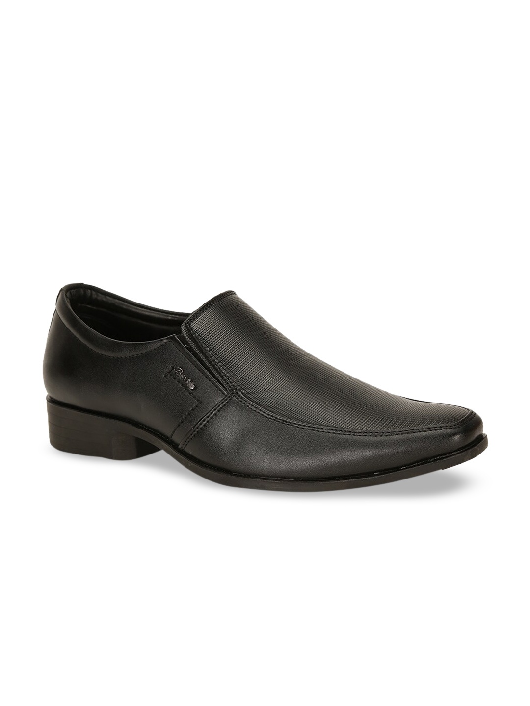 

Bata Men Black Textured Formal Slip-Ons