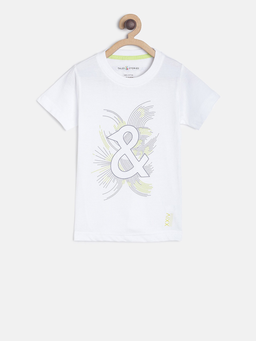

TALES & STORIES Boys White Printed Round Neck T-shirt