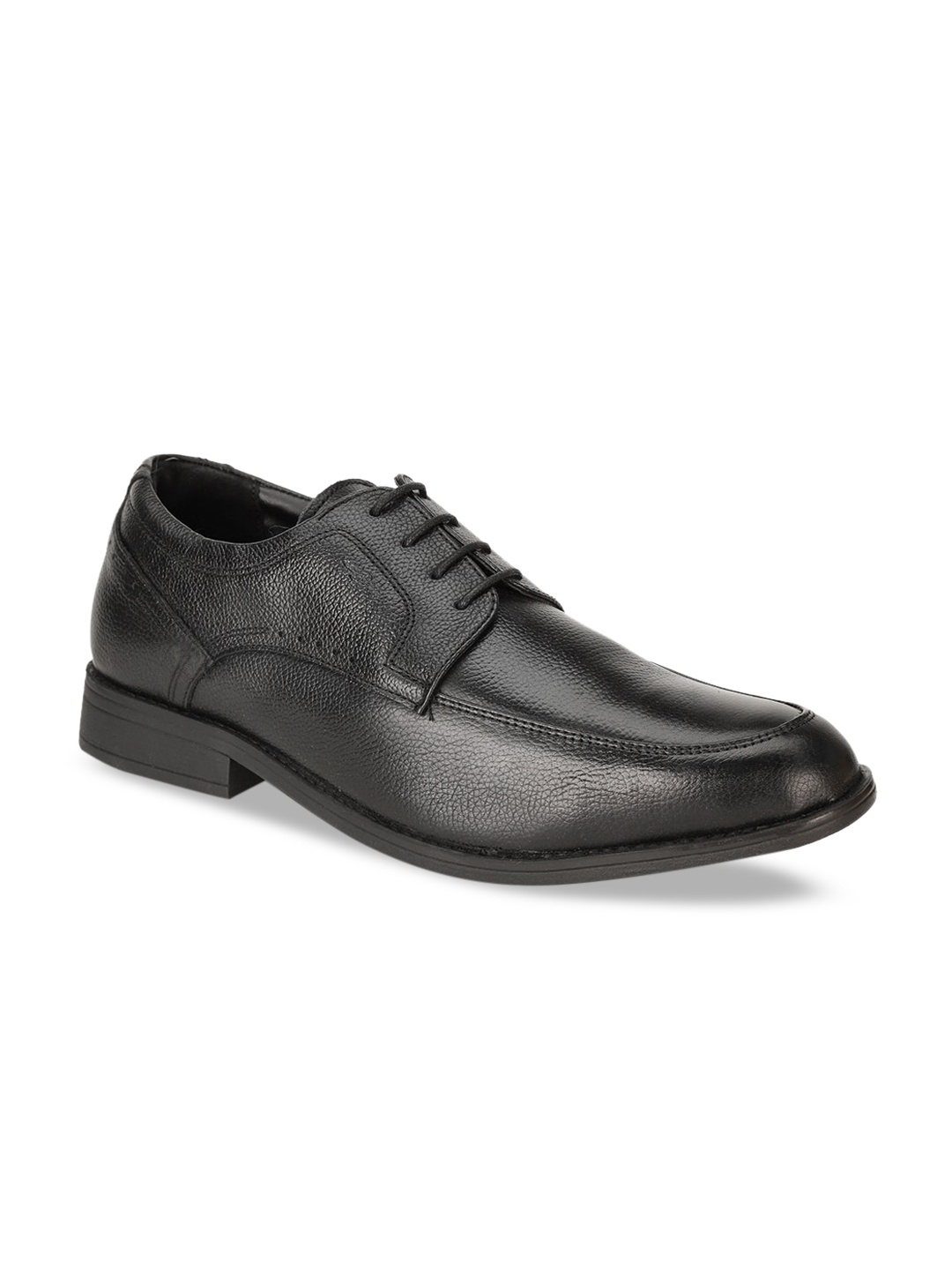 

Bata Men Black Solid Leather Formal Derbys