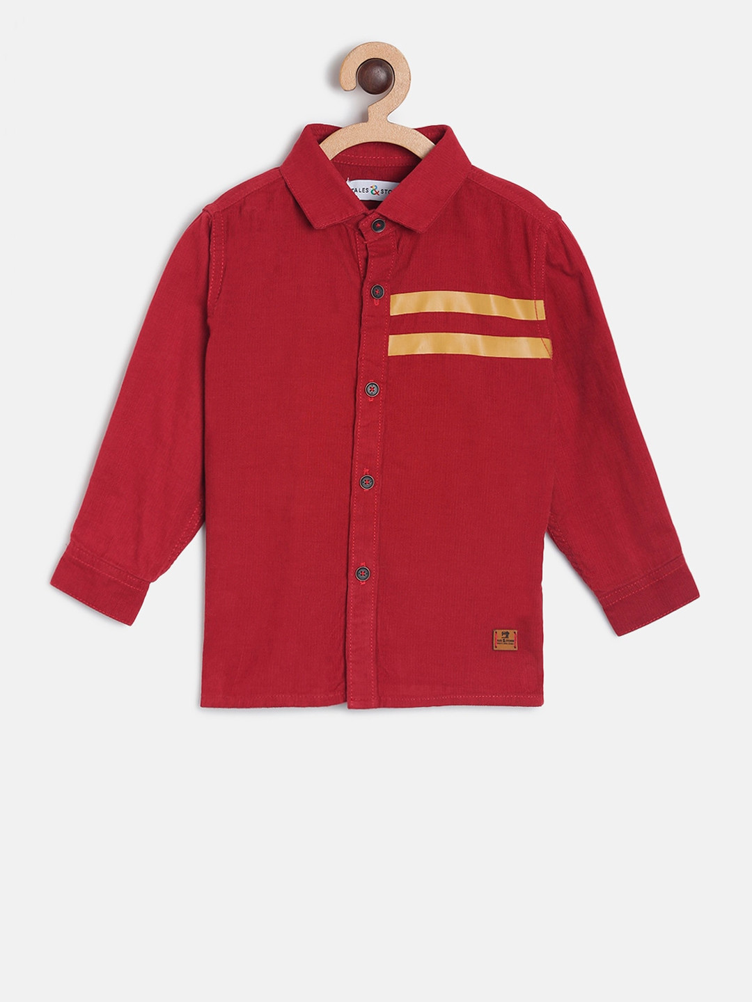 

TALES & STORIES Boys Red & Yellow Regular Fit Striped Casual Shirt