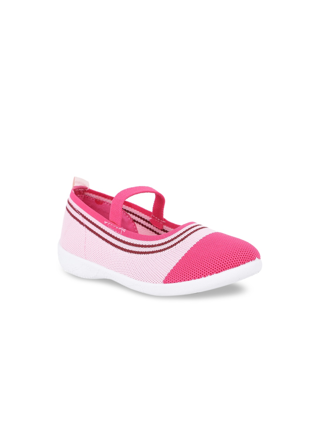 

Bubblegummers Girls Pink Striped Fabric Ballerinas