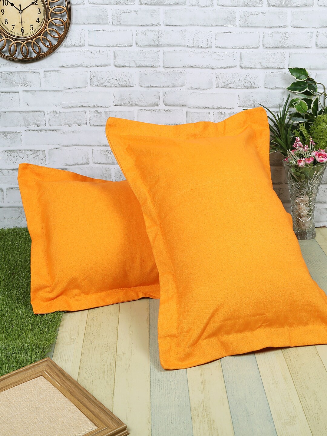 

Soumya Set of 2 Mustard Yellow Solid Pillow Covers