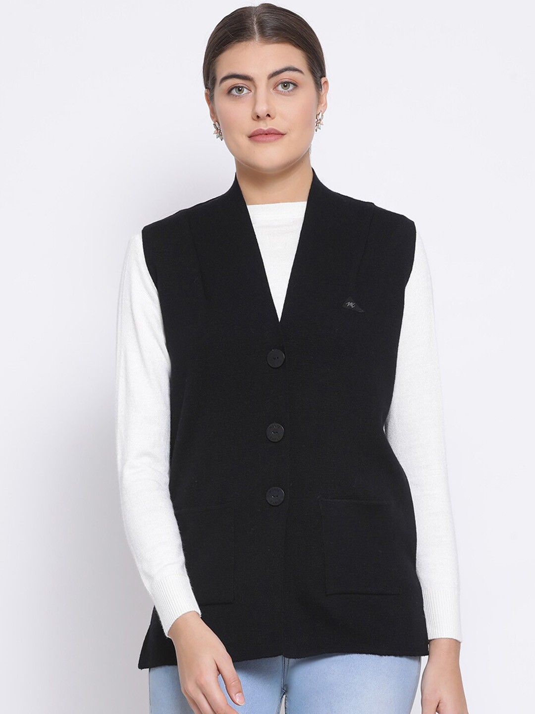 

Monte Carlo Women Black Solid Cardigan Sweater