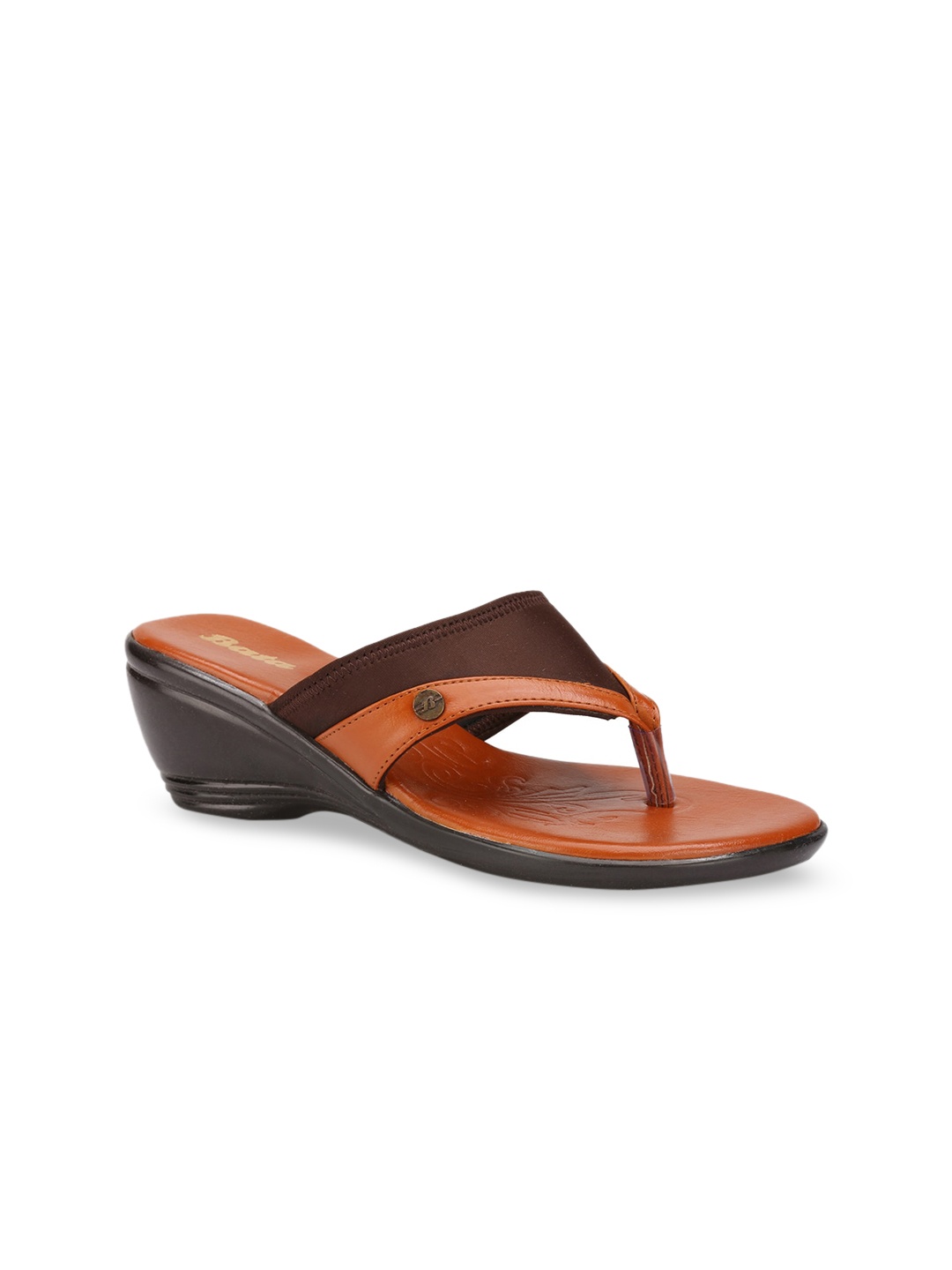 

Bata Women Brown & Orange Colourblocked Wedges