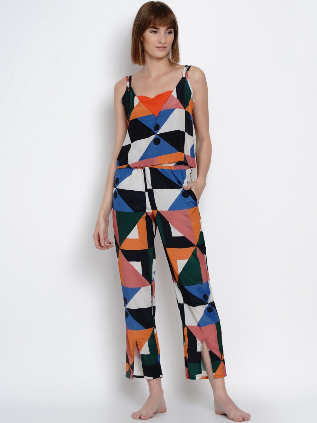 

EROTISSCH Women Yellow & Orange Printed Night suit