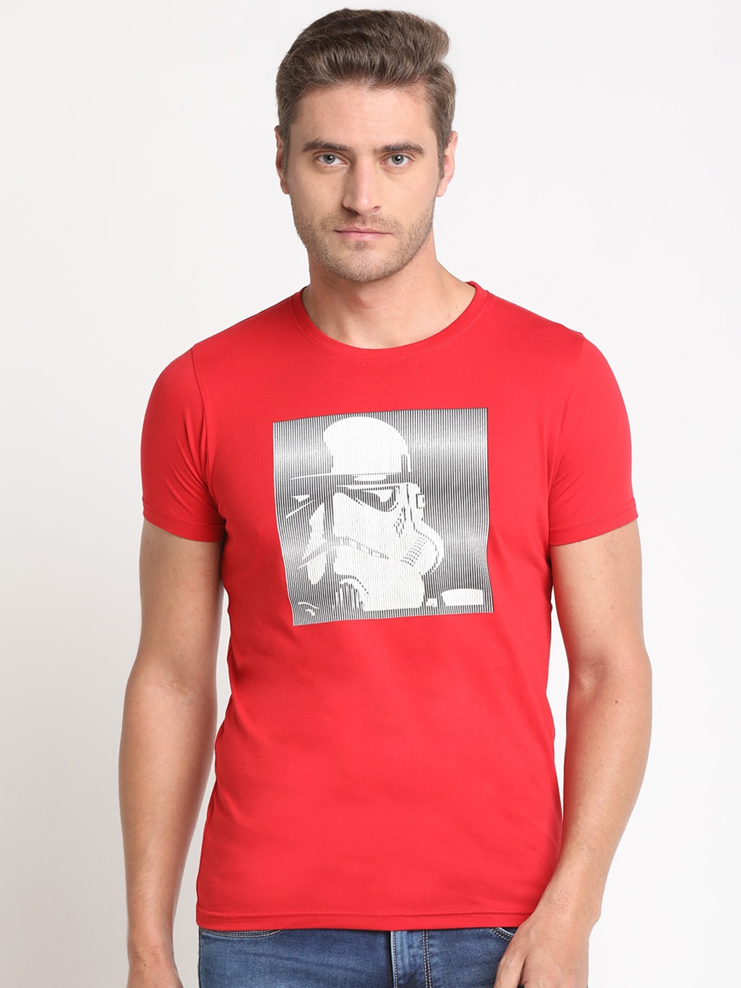 Pepe Jeans Men Red Printed Round Neck T-shirt