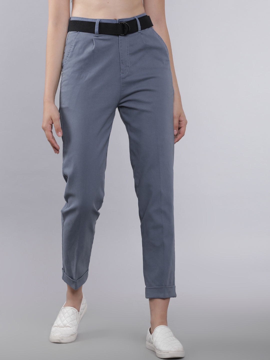 

Tokyo Talkies Women Blue Regular Fit Solid Regular Trousers