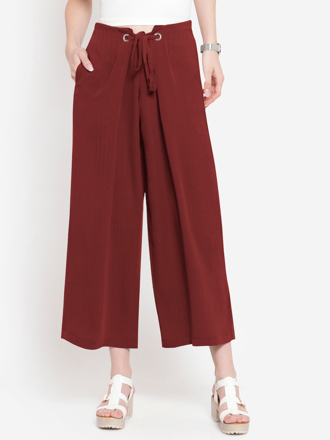 

Martini Women Rust Maroon Comfort Loose Fit Solid Culottes