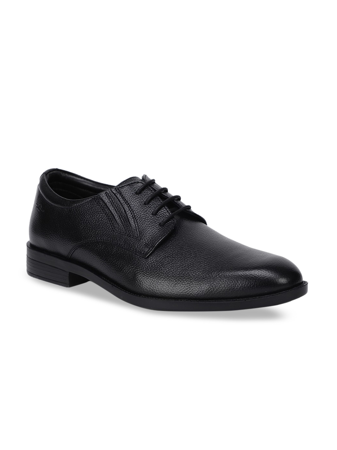 

Bata Men Black Solid Leather Formal Derbys