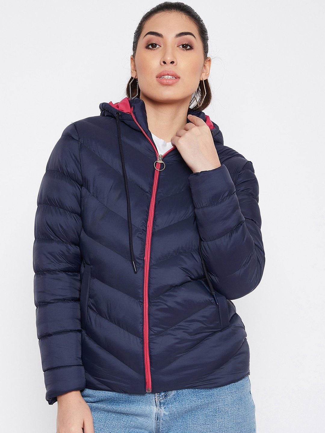 

PERFKT-U Women Navy Blue Solid Lightweight Padded Jacket