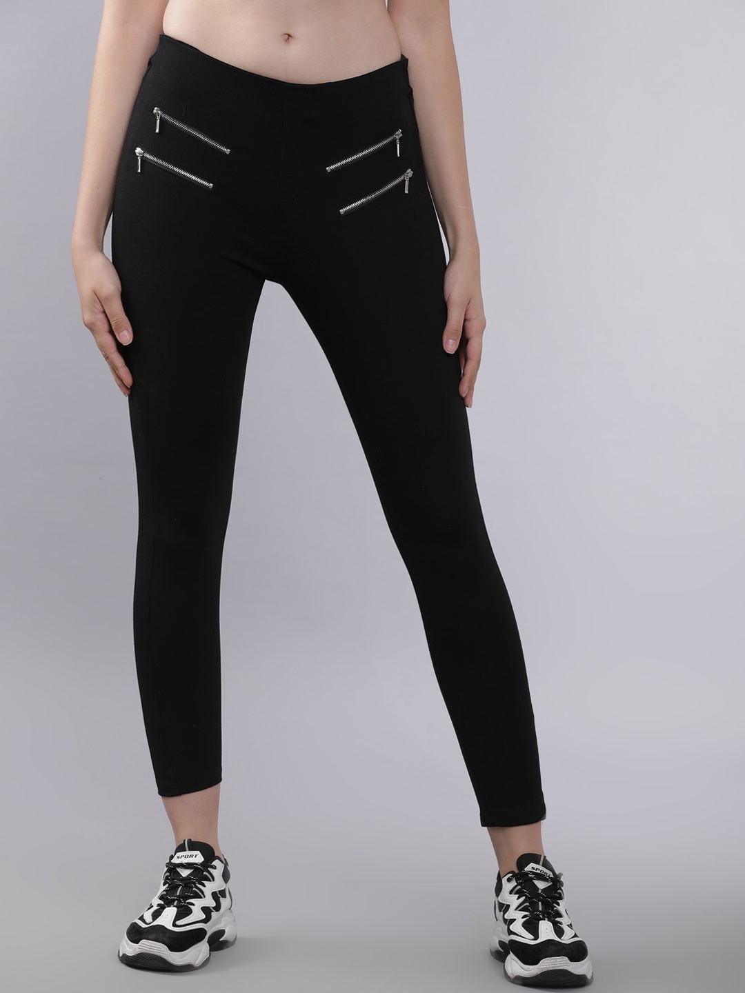 

Tokyo Talkies Women Black Slim Fit Solid Regular Trousers