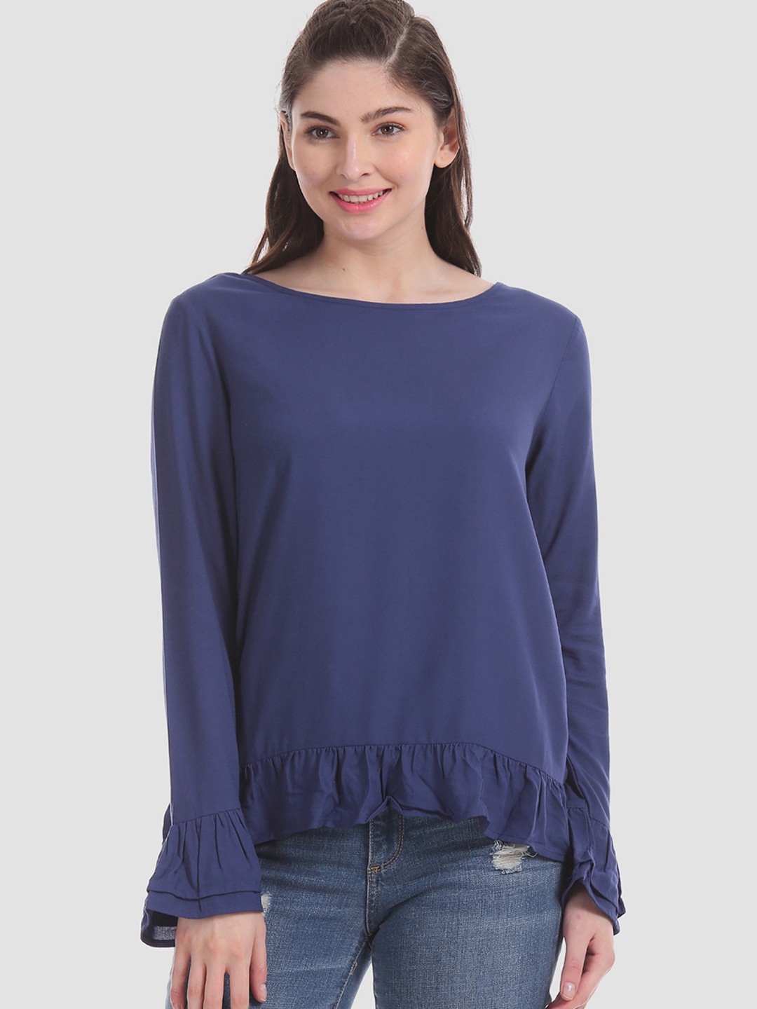 

Aeropostale Women Blue Solid Top