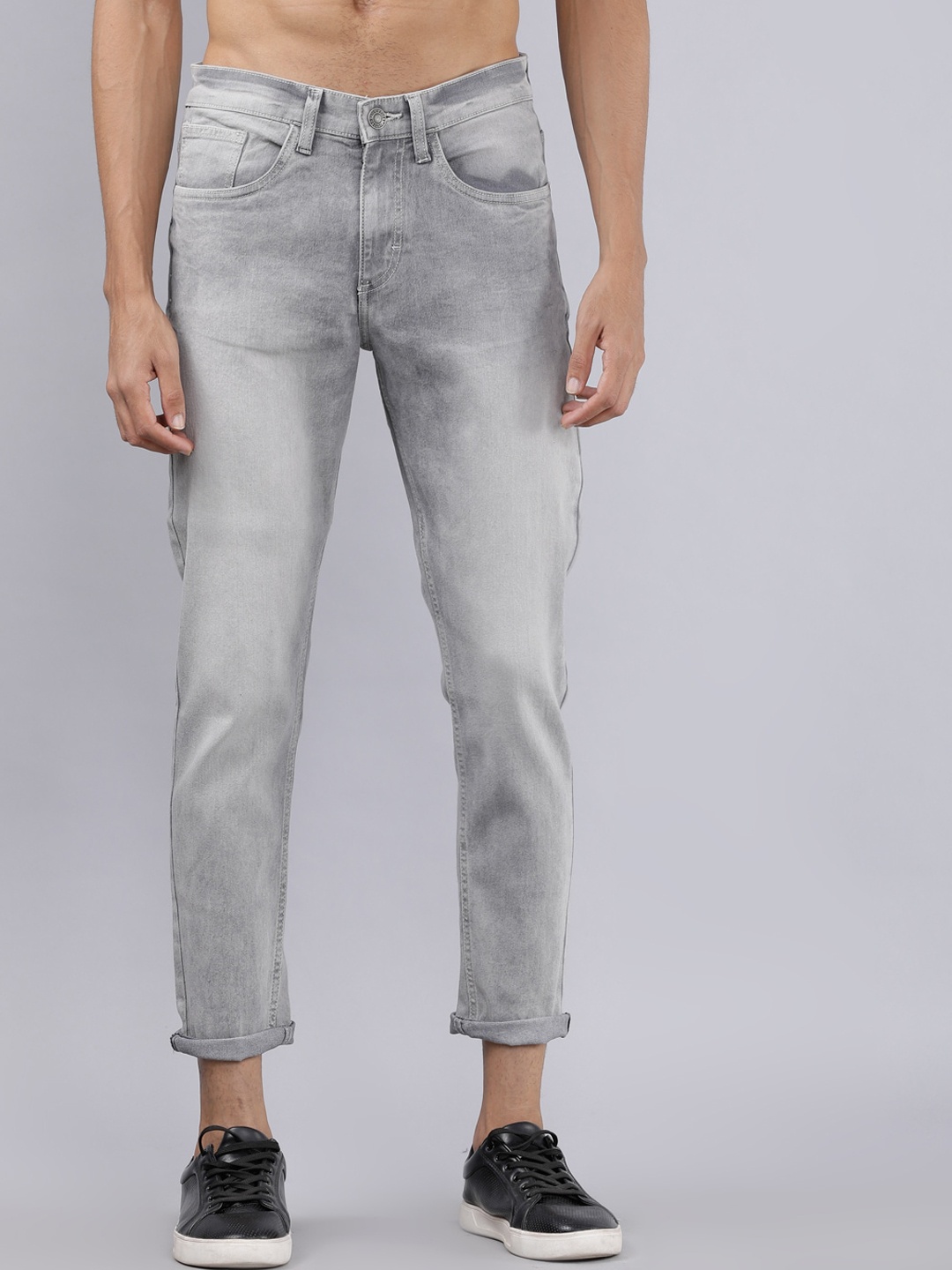 

HIGHLANDER Men Grey Tapered Fit Mid-Rise Low Distress Stretchable Jeans