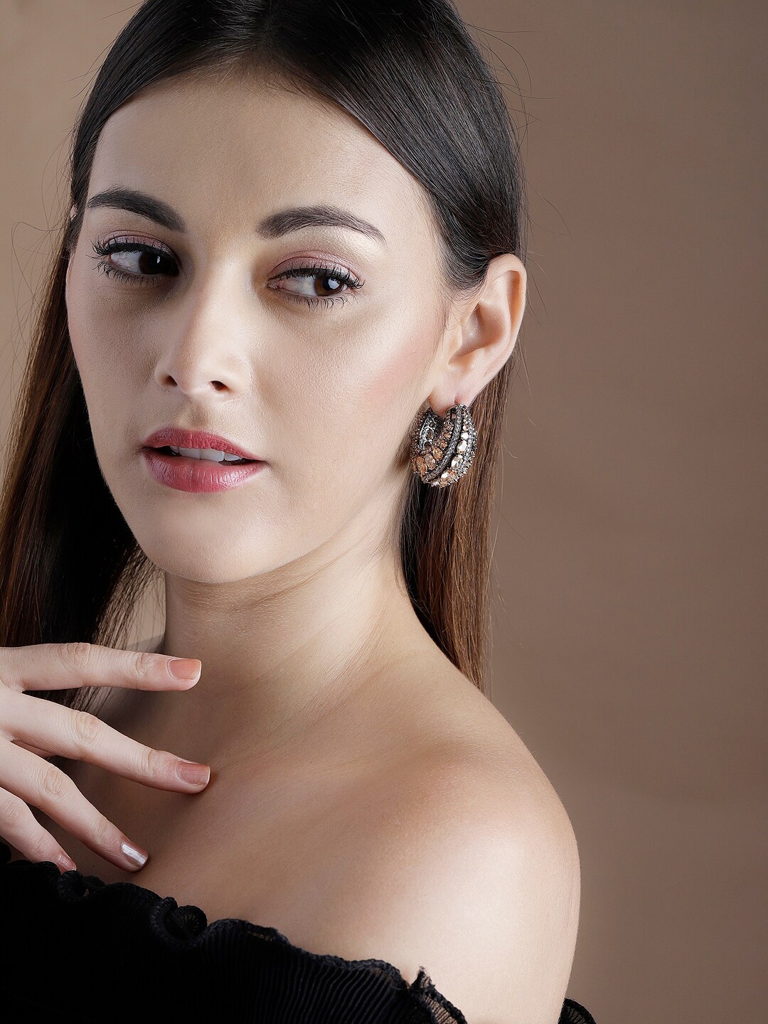 

Rubans Silver-Plated Circular Hoop Earrings, Gold