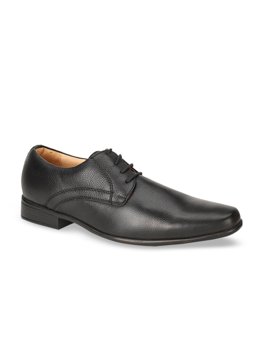 

Bata Men Black Solid Leather Formal Derbys