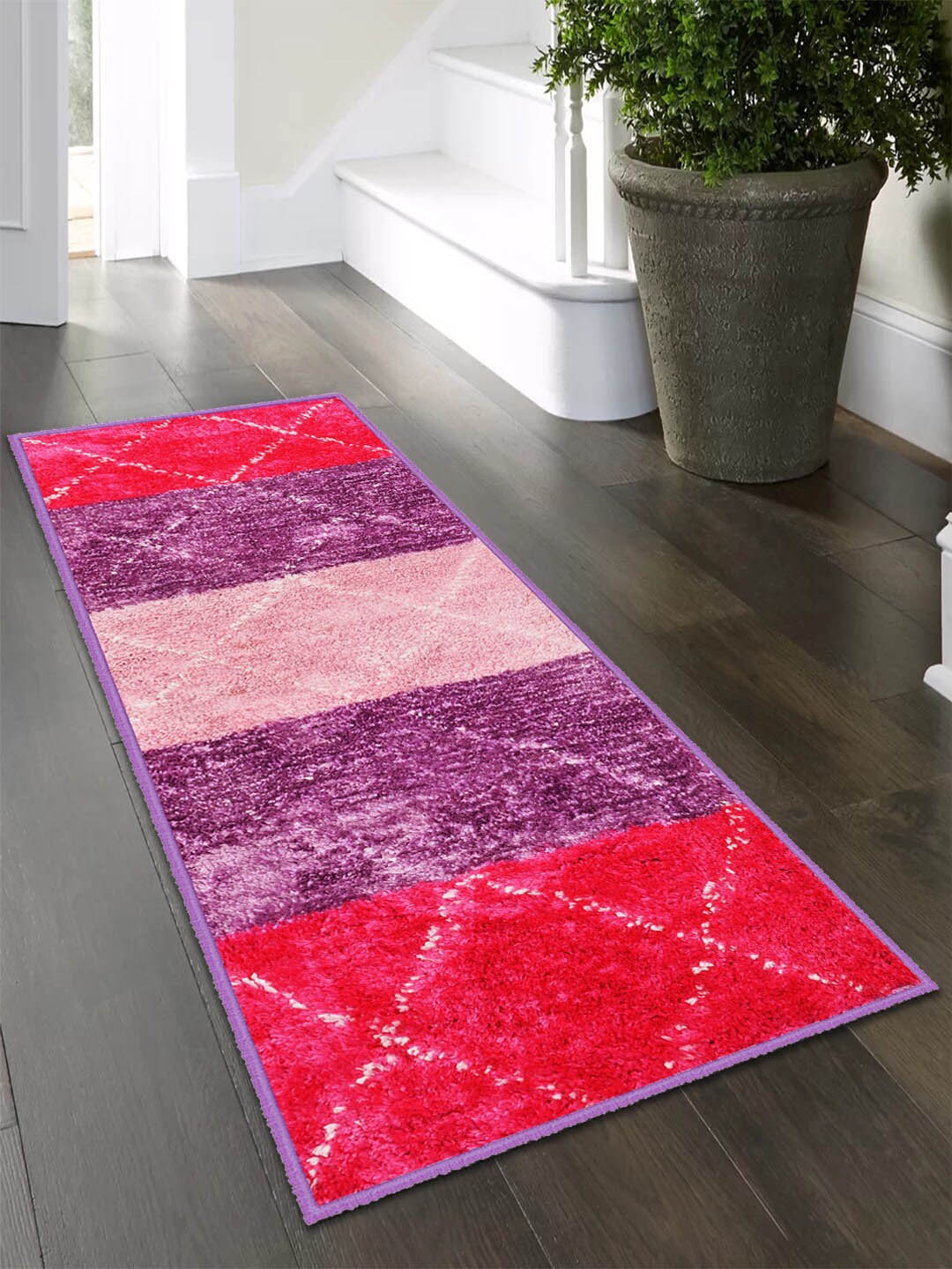 

Story@home Purple & Red Geometric Indoor Soft Floor Runner