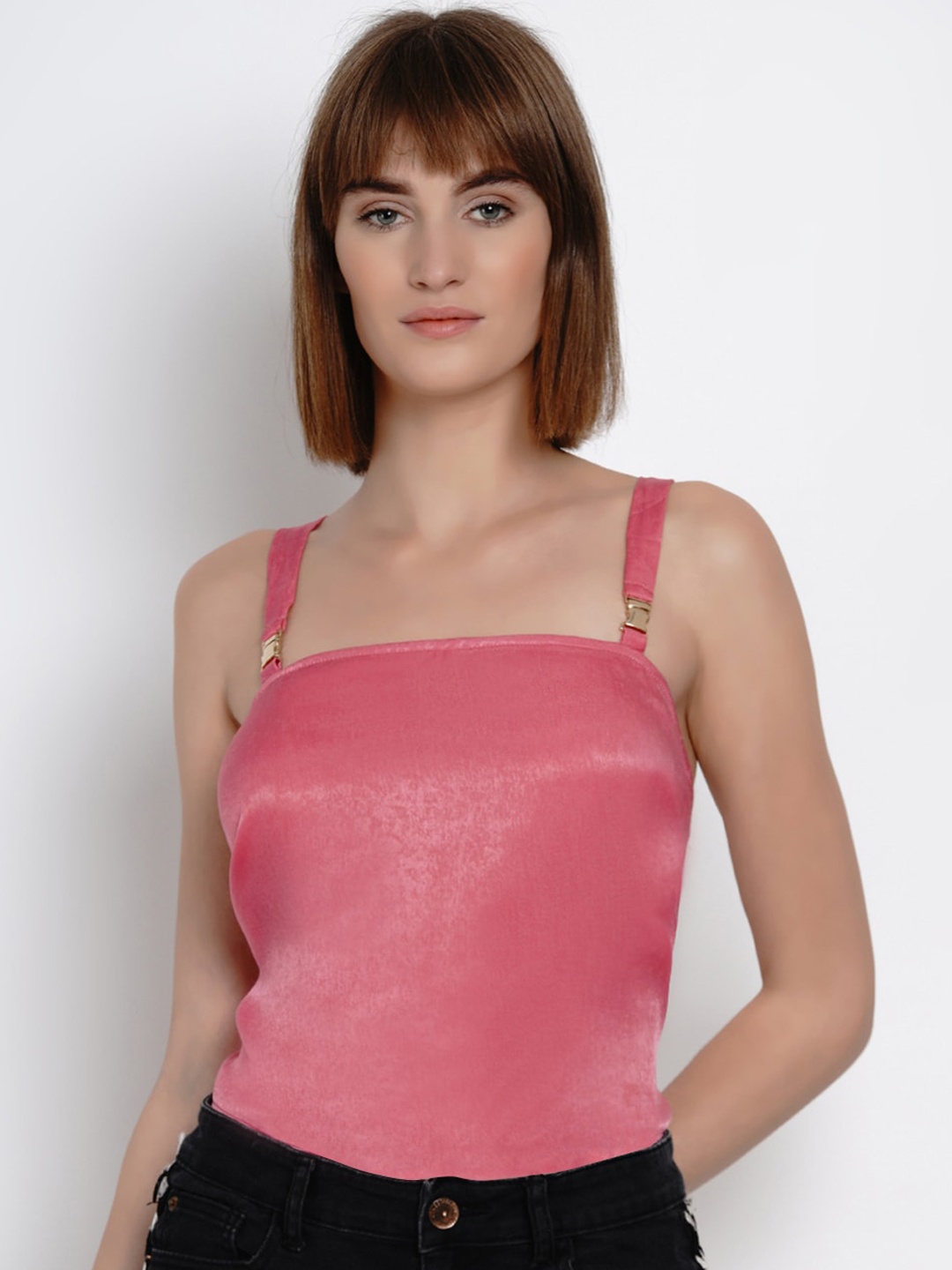 

EROTISSCH Women Pink Solid Styled Back Top
