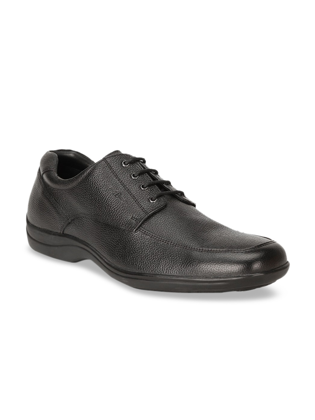 

Bata Men Black Solid Leather Formal Derbys