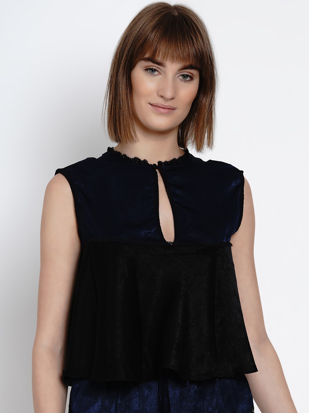 

EROTISSCH Women Black Solid A-Line Top