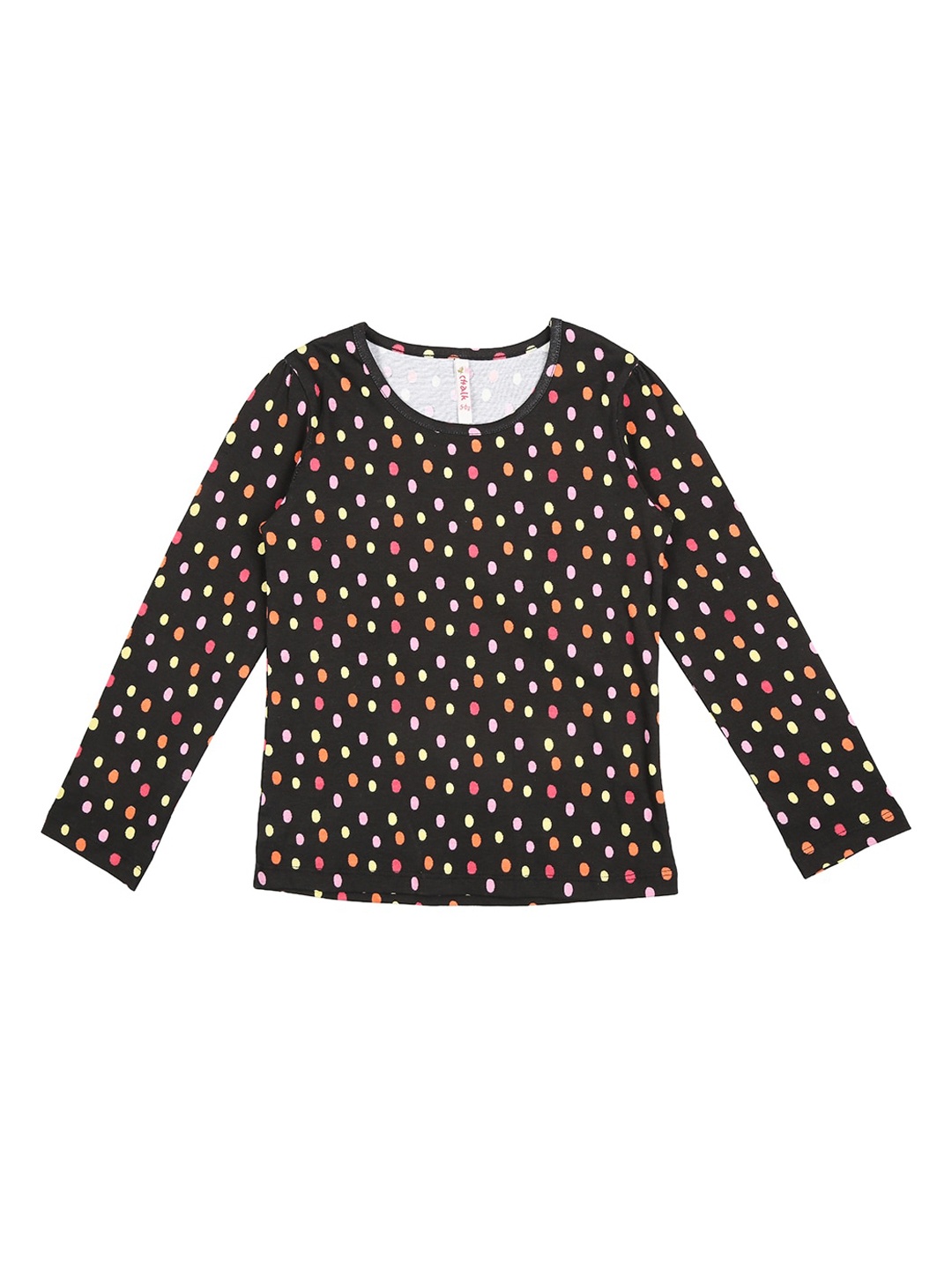 

CHALK by Pantaloons Girls Black Printed Round Neck Pure Cotton T-shirt
