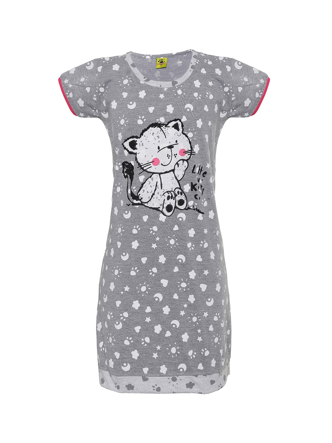 

Punkster Girls Grey & White Printed Nightdress