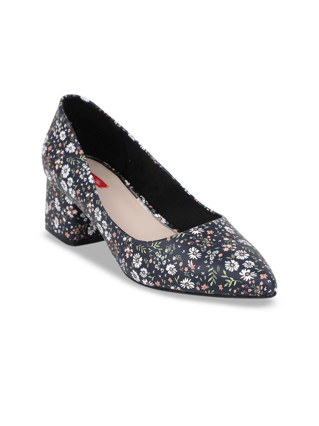 

Bata Women Navy Blue & White Printed Pumps