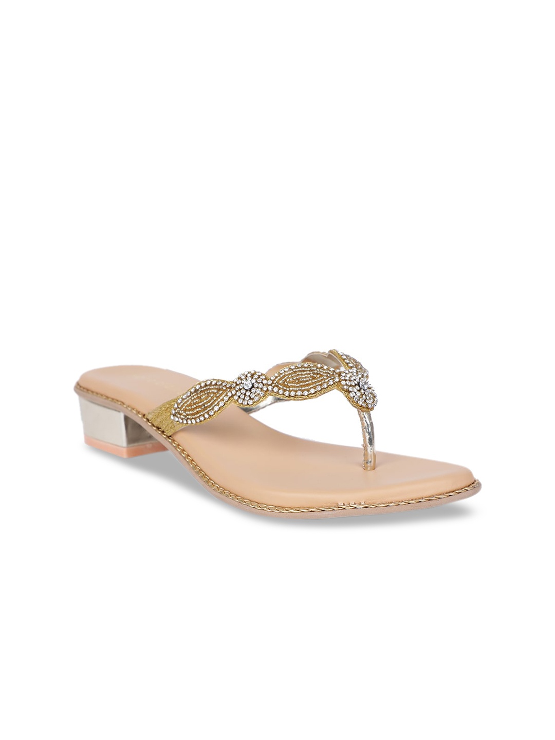 

Bata Women Gold-Toned Embellished Heels