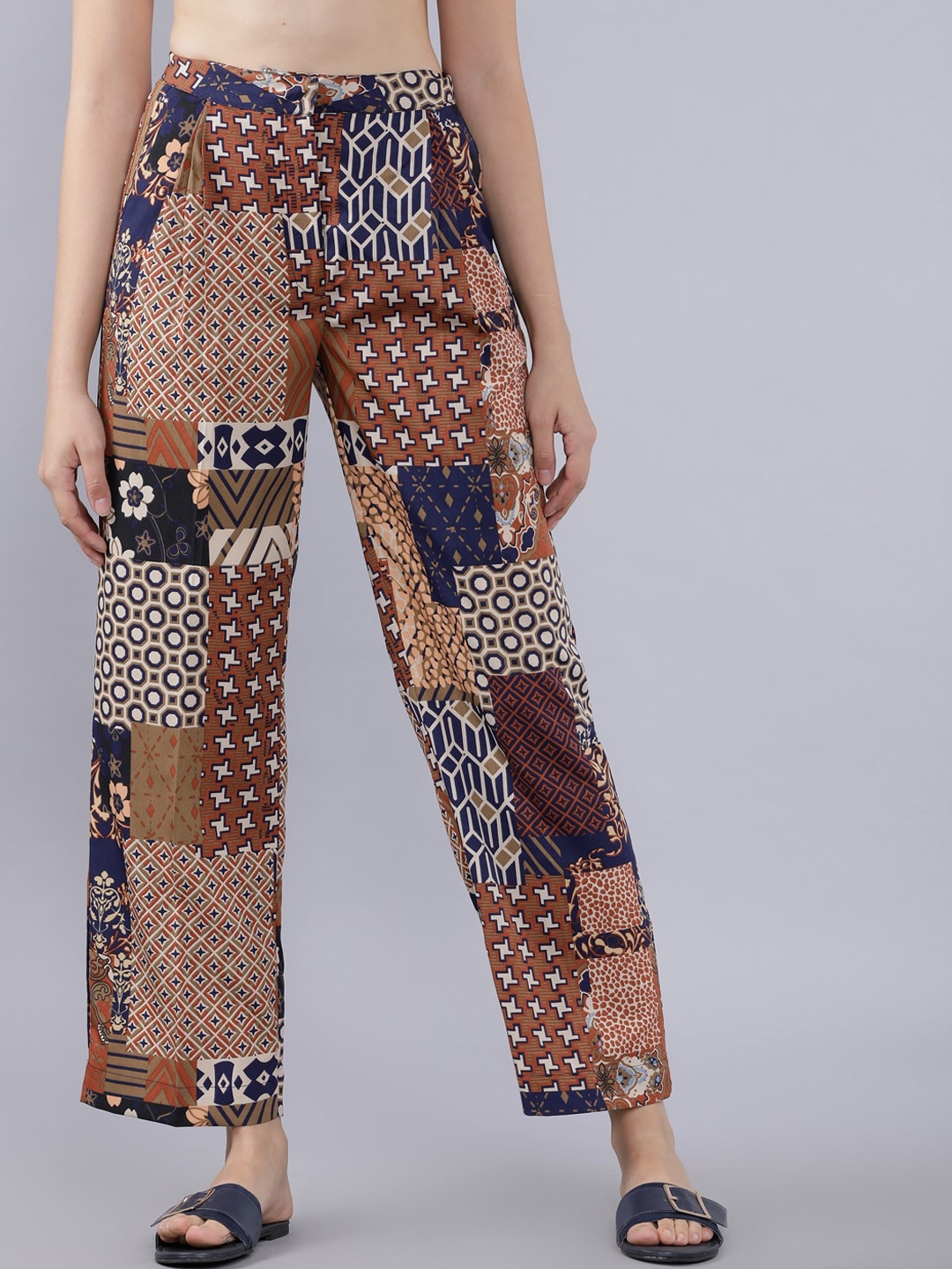 

Tokyo Talkies Women Brown Regular Fit Printed Parallel Trousers